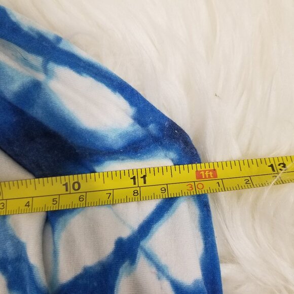 Boston Proper Blue White Tie Dyed Shibori Print Breaded Halter Dress Size 2 - Picture 9 of 10